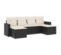 Coespram Set di 6 divani da giardino con cuscini, in polyrattan, colore | Divano da giardino modulare per terrazza e balcone con pratico vano portaoggetti sotto le sedute e morbidi cuscini.