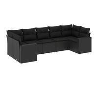 Coespram Set di 7 divani da giardino con cuscini, in polyrattan, colore | Set modulare per terrazza e giardino con pratico vano portaoggetti sotto le sedute e morbide imbottiture.