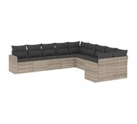 Coespram Set di divani da giardino da 10 pezzi con cuscini, in polyrattan | Mobili da salotto flessibili per terrazza ed esterni con scomparto interno integrato sotto le sedute e imbottiture.