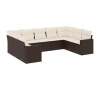 Coespram Set divano da giardino 9 pezzi con cuscino marrone PE rattan | Set modulare per esterni per terrazza e giardino, con vano portaoggetti integrato sotto le sedute e morbide imbottiture.