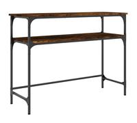 Coespram Tavolo consolle in rovere affumicato, 100 x 35,5 x 75 cm | Robusto tavolo da ingresso con gambe regolabili e elegante telaio in metallo per corridoio, camera da letto o ingresso.