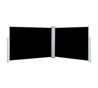 Coespram Tenda da sole laterale estensibile, colore nero, 120 x 1000 cm, doppia tenda da sole come protezione dagli sguardi indiscreti e dal vento, per terrazze, balconi e giardini, telaio stabile in