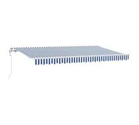 Coespram Tenda da sole retrattile, 400 x 200 cm, per giardino e terrazza, con braccio articolato, struttura stabile, telaio in alluminio e rivestimento in tessuto a righe, protezione solare, blu e