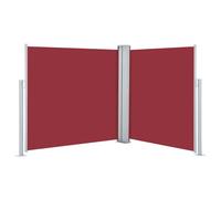 Coespram Tenda laterale estensibile, rosso, 100 x 600 cm, doppia tenda da sole laterale e protezione dal vento, per giardino, terrazza, balcone, tenda laterale in poliestere, con telaio in acciaio