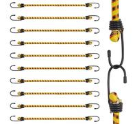COEWUR 10 Pezzi 40 cm Corde Elastiche con Gancio, Corda Elastica con Gancio Ganci Elastici Cinghie Elastiche con Ganci per Teloni Portapacchi Campeggio Giardinaggio Auto e Bici, Giallo