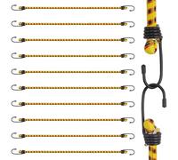 COEWUR 10 Pezzi 60 CM Corde Elastiche con Gancio, Corda Elastica con Gancio Ganci Elastici Cinghie Elastiche con Ganci per Teloni Portapacchi Campeggio Giardinaggio Auto e Bici, Giallo