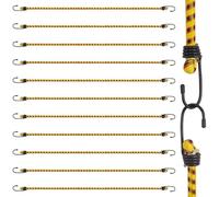 COEWUR 10 Pezzi 80 cm Corde Elastiche con Gancio Corda Elastica con Gancio Ganci Elastici Cinghie Elastiche con Ganci per Teloni Portapacchi Campeggio Giardinaggio Auto e Bici Giallo
