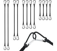 COEWUR 12 Pezzi Corda Elastica con Moschettone Corde Elastiche con Gancio 4 x 30 cm, 4 x 50 cm, 2 x 80 cm, 2 x 100 cm per Teloni Tende da Sole Bagagli Bicicletta Auto