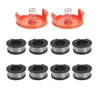 COEWUR 8pcs Bobine Filo per Decespugliatore Bobine di Ricambio per Decespugliatore con 2 Coperchio Bobina 2 Molla Rocchetto Filo in Nylon per Tagliabordi Compatibile con Black Decker