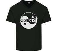 Coexist World Peace Love Religion Hippy Anti War Uomo V-Neck Cotton T-Shirt
