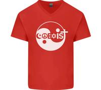 Coexist World Peace Love Religion Hippy Anti War Uomo V-Neck Cotton T-Shirt