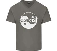 Coexist World Peace Love Religion Hippy Anti War Uomo V-Neck Cotton T-Shirt