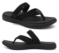 COFACE Ortopedici Infradito Donna Estive Spiaggia Piscina Mare Sandali Comode Supporto Arco Plantare Memory Foam Flip Flop Aperte Leggere Eleganti Moda Ciabatte Antiscivolo Gomma Suole Nero 41