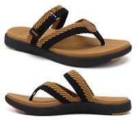 COFACE Ortopedici Infradito Donna Estive Spiaggia Piscina Mare Sandali Comode Supporto Arco Plantare Memory Foam Flip Flop Aperte Leggere Eleganti Moda Ciabatte Antiscivolo Gomma Suole Nero Cachi 39