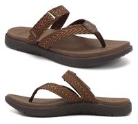 COFACE Ortopedici Infradito Donna Estive Spiaggia Piscina Mare Sandali Comode Supporto Arco Plantare Memory Foam Flip Flop Aperte Leggere Eleganti Moda Ciabatte Antiscivolo Gomma Suole Marrone 36