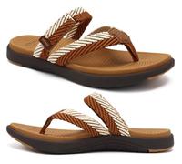 COFACE Ortopedici Infradito Donna Estive Spiaggia Piscina Mare Sandali Comode Supporto Arco Plantare Memory Foam Flip Flop Aperte Leggere Eleganti Moda Ciabatte Antiscivolo Gomma Suole Kaki 41