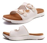 COFACE Sandali Donna Moda Comode Plantar Fascit Slides Ortopedici Estiv Sandali Leggeri Con Yoga Matt Aperta Sandali,Bianco/Khaki40