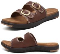 COFACE Sandali Donna Moda Comode Plantar Fascit Slides Ortopedici Estivi Leggeri Con Yoga Matt Aperta, Marrone 40.5