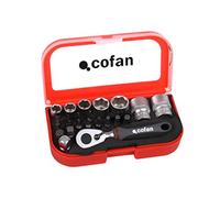 Cofan 14009020 Mini carracas con vasos y puntas, 1/4", Set de 23 Piezas