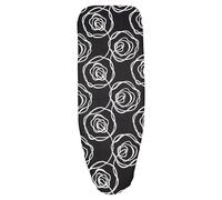 Cofan Fodera per asse da stiro di dimensioni universali | Materiale: 100% cotone | Imbottita con 3 strati: schiuma, mullettone e cotone | Riflette calore e vapore | Colore: nero con rose bianche | Med
