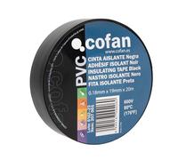 Cofan Nastro isolante 180 micrometri | Nero | Resistente alla tensione, al calore e a vari acidi e alcalini | 20m x 19mm