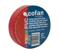 Cofan Nastro isolante 180 micrometri | Rosso | Resistente alla tensione, al calore e a vari acidi e alcalini | 20m x 19mm