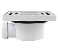 Cofan Piletta di scarico con sifone | Per piatto doccia a filo pavimento | Dimensioni: 146 x 146 mm | Uscita da Ø40 mm | Guarnizione conica riduttrice da Ø32 mm