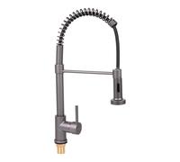 Cofan Rubinetto da cucina monocomando con spruzzatore | Corpo in ottone | 360° | 2 modalità di spruzzatura | Finitura cromata o nera metallizzata | Dimensioni: ø5 x 48 x 22 cm (nero metallizzato, ø5 x