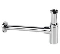 Cofan Sifone a bottiglia | Estensibile | Cromato cilindrico | Uscita orizzontale da 330 mm di lunghezza e da Ø32 mm | Design cilindrico e minimalista