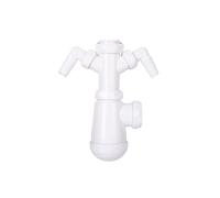 Cofan Sifone per bottiglia con 2 prese ausiliari per lavello, uscita orizzontale Ø32-40 mm e raccordo 1 1/2", sifone estensibile