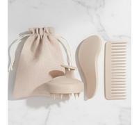 Cofanetto 3 Spazzole per Capelli Beige Pastello - Naturale e Morbido - Con Custodia - Compatto, Leggero e Pratico - Ideale da Viaggio o Come Regalo - Tutti i Tipi di Capelli