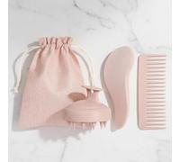 Cofanetto 3 Spazzole per Capelli Rosa Pastello - Naturale e Morbido - Con Custodia - Compatto, Leggero e Pratico - Ideale da Viaggio o Come Regalo - Tutti i Tipi di Capelli