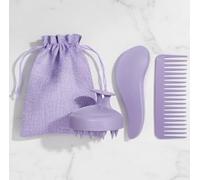 Cofanetto 3 Spazzole per Capelli Viola Pastello - Naturale e Morbido - Con Custodia - Compatto, Leggero e Pratico - Ideale da Viaggio o Come Regalo - Tutti i Tipi di Capelli