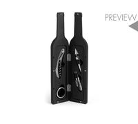 Cofanetto 5 Pezzi Somelier Forma Di Bottiglia Colore nero Con Gadget H&H