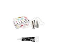 Cofanetto 6 beccucci per dolci in acciaio inox e sacchetti usa e getta + Penna per glasaggio nera