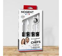 Cofanetto cucina - Expert Affidenté - Pelapatate a 2 taglienti + 3 coltelli da ufficio (6,5 cm, 8 cm, 9 cm) - Tecnologia Affidentata 4 denti/mm - Lama in acciaio inox senza affilatura - Made in France