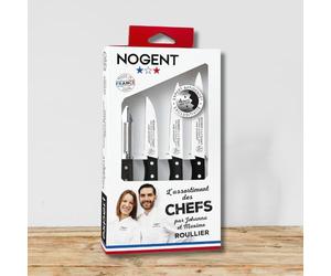 Cofanetto cucina - Expert Affidenté - Pelapatate a 2 taglienti + 3 coltelli da ufficio (6,5 cm, 8 cm, 9 cm) - Tecnologia Affidentata 4 denti/mm - Lama in acciaio inox senza affilatura - Made in France