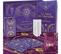 Cofanetto d'Iniziazione ai Tarocchi di Marsiglia: Tarocchi Divinatorio + Libro di 205 pagine + Tovaglia Divinatoria & Pochon. Ideale per principianti