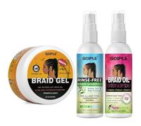 Cofanetto Gel Capelli Ricci con Shampoo Intrecciato e Olio Spray - Lisciante per Twists, Locs, Trecce, Cornrows e Controllo dei Bordi - Gel Capelli Afro Kit Cura Parrucchiere Intrecciato Facile da