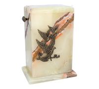 Cofanetto in pietra Onice naturale con colombe volanti - Urna per ceneri