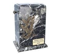 Cofanetto in pietra Onice naturale con colombe volanti - Urna per ceneri