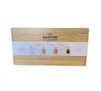 Cofanetto Legno Nardini - 4 Tascabili 10cl - Grappa Extrafina, Riserva 5, 7, 15 Anni - Box di Lusso da Collezione - Distilleria Storica Veneta dal 1779 - 100% Made in Italy Premium