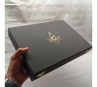 Cofanetto Massonico Royal Arch in Similpelle Nera con Simbolo Triplice Tau Do...