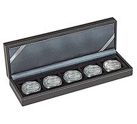 Cofanetto numismatico NERA S con 5 caselle quadrate per monete o capsule fino a Ø 40 mm