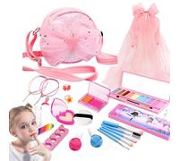 Cofanetto per trucco per bambini giocattolo | giocattolo portatile lavabile e realista per gioco d'imitazione | astuccio per trucco per bambini - per compleanno, Natale, viaggio, festa, scuola