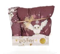 Cofanetto plaid e cuscino Harry Potter Hedwige - Plaid morbido 100 x 140 cm e cuscino quadrato 35 x 35 cm