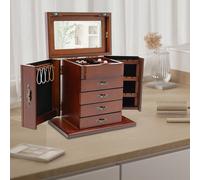 Cofanetto portagioie in legno stile vintage con specchio, marrone, ideale per collegi e dormitori Specifica:Colore marroneStile: classico, elegante e raffinatoScopo: Conservazione di tutti i tipi di g