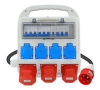 Cofanetto professionale da cantiere 400 V 32 A CEE, Distributore di corrente 4 uscite 230 V 2 circuiti 16 A 1 circuito 32 A da costruzione - Cavo LS con spina CEE, IP54 per officine, fabbriche