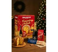 Cofanetto Regalo di Natale con Panettone Mandorlato 750g, Spumante 75cl, Praline 112g, Tavoletta di Cioccolato al Latte 100g e Torrone Classico 75g, Idea Regalo Elegante e Completa per le Feste