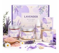 Cofanetto regalo donna lavanda, 5 trattamenti bagno e corpo, regalo Natale | Spa a casa con sali da bagno, scrub, sapone, bomba da bagno e spray per cuscini per un rituale coccolare